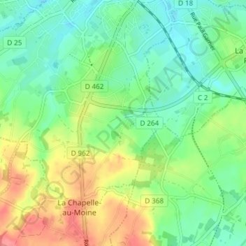 Topografische kaart Montagnou, hoogte, reliëf
