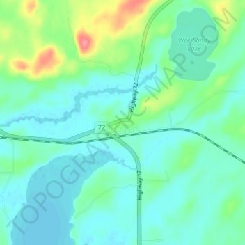 Topografische kaart Dinorwic, hoogte, reliëf