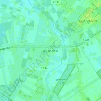 Topografische kaart Jeddeloh II, hoogte, reliëf