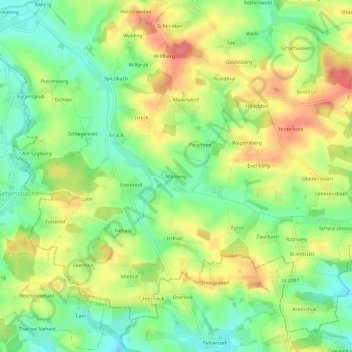 Topografische kaart Moosing, hoogte, reliëf
