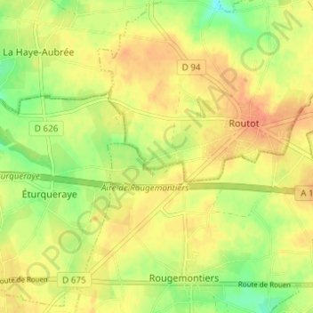 Topografische kaart Les Drouets, hoogte, reliëf