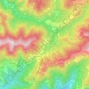 Topografische kaart Tercesi, hoogte, reliëf