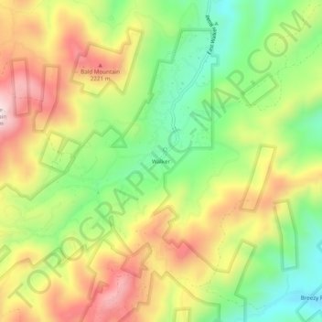 Topografische kaart Walker, hoogte, reliëf