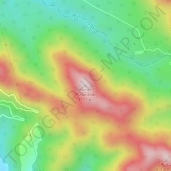 Topografische kaart Monte Pizzautolo, hoogte, reliëf