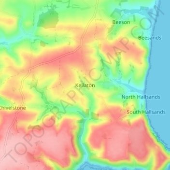 Topografische kaart Kellaton, hoogte, reliëf