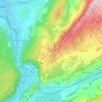 Topografische kaart Les Jantets, hoogte, reliëf