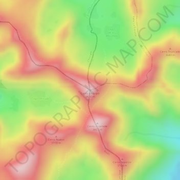 Topografische kaart Cerro Chirripó, hoogte, reliëf