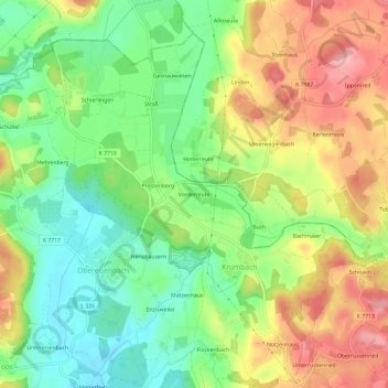 Topografische kaart Vorderreute, hoogte, reliëf