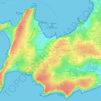 Topografische kaart Kerhos, hoogte, reliëf