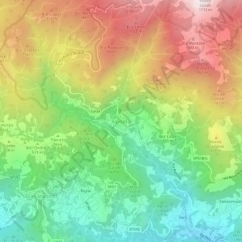 Topografische kaart Alpicella, hoogte, reliëf
