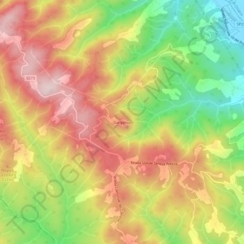 Topografische kaart Gargonza, hoogte, reliëf