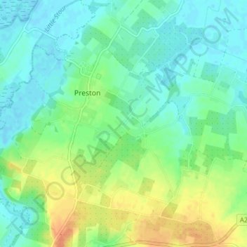 Topografische kaart Elmstone, hoogte, reliëf