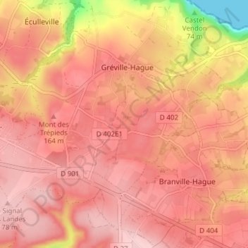 Topografische kaart Le Lieu Bailly, hoogte, reliëf