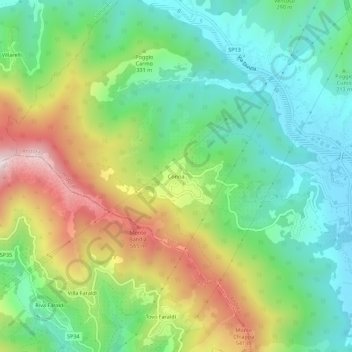 Topografische kaart Conna, hoogte, reliëf