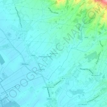 Topografische kaart Bizzarrino, hoogte, reliëf