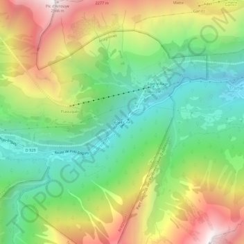 Topografische kaart Eget Cité, hoogte, reliëf