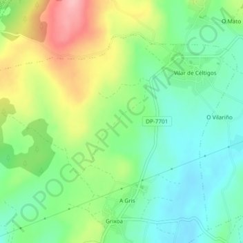 Topografische kaart Alfarás, hoogte, reliëf