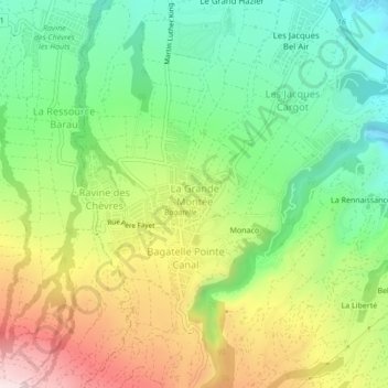 Topografische kaart La Grande Montée, hoogte, reliëf