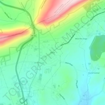 Topografische kaart Alpha, hoogte, reliëf