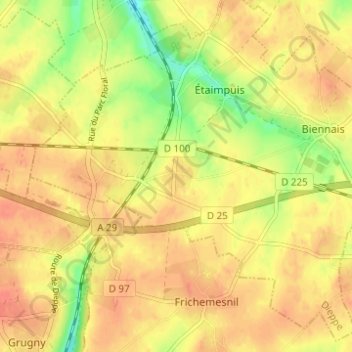 Topografische kaart Le Pière, hoogte, reliëf