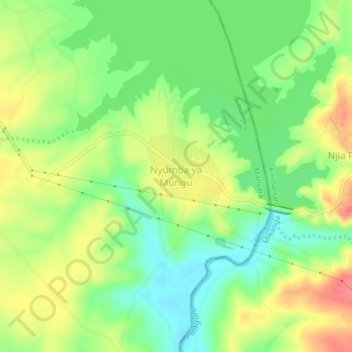 Topografische kaart Nyumba ya Mungu, hoogte, reliëf