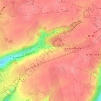 Topografische kaart Bois Giffard, hoogte, reliëf