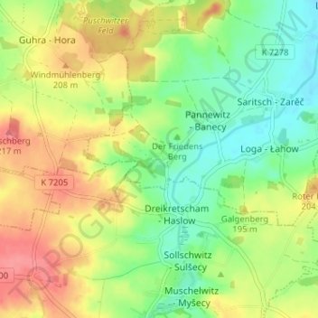 Topografische kaart Weidlitz, hoogte, reliëf