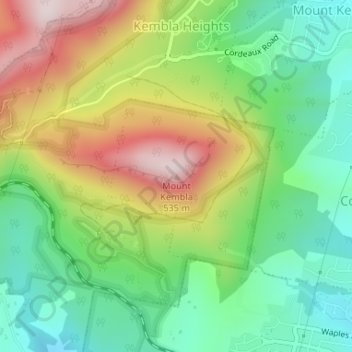 Topografische kaart Mount Kembla, hoogte, reliëf