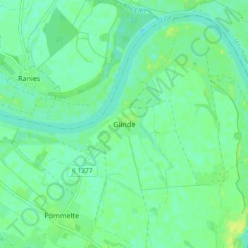 Topografische kaart Glinde, hoogte, reliëf