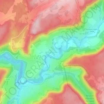 Topografische kaart Scey-en-Varais, hoogte, reliëf