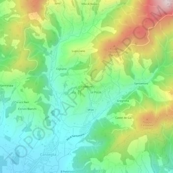 Topografische kaart Valdibure, hoogte, reliëf
