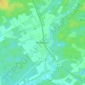 Topografische kaart Wolthausen, hoogte, reliëf