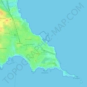 Topografische kaart Port Haliguen, hoogte, reliëf