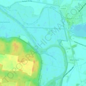 Topografische kaart An der Havel, hoogte, reliëf