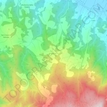 Topografische kaart Arliano, hoogte, reliëf