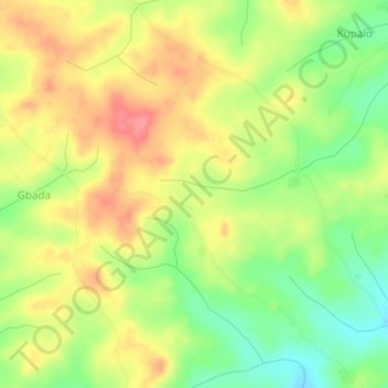 Topografische kaart Agbo, hoogte, reliëf