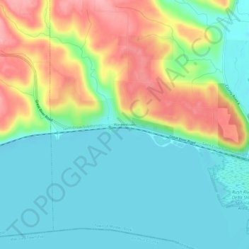 Topografische kaart Warrentown, hoogte, reliëf