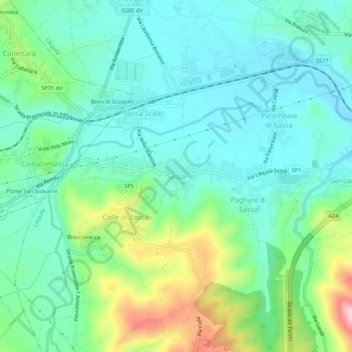 Topografische kaart Sassa, hoogte, reliëf