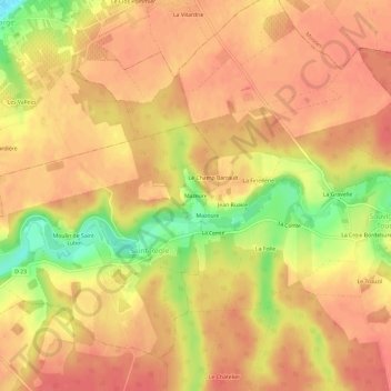 Topografische kaart Mazeure, hoogte, reliëf