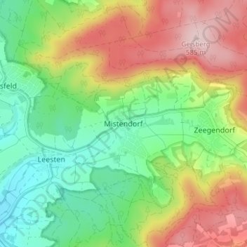 Topografische kaart Mistendorf, hoogte, reliëf
