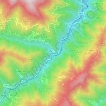 Topografische kaart Randaragna, hoogte, reliëf
