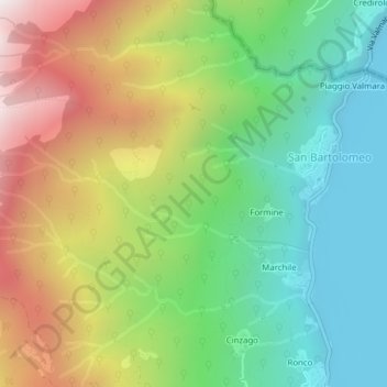 Topografische kaart Alpe Pizzocca, hoogte, reliëf