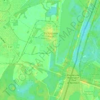 Topografische kaart Rheinschluth, hoogte, reliëf