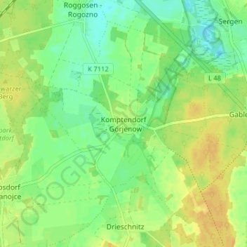 Topografische kaart Komptendorf, hoogte, reliëf
