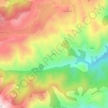 Topografische kaart Taja, hoogte, reliëf