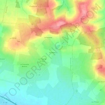 Topografische kaart Le Sallay, hoogte, reliëf