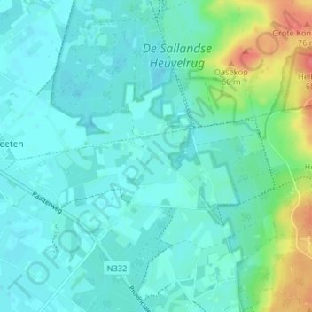 Topografische kaart Helhuizen, hoogte, reliëf