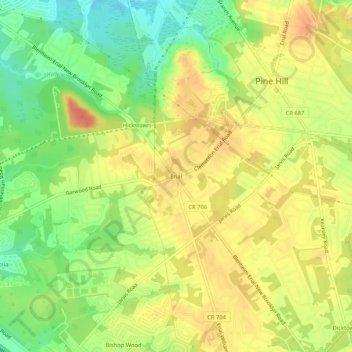 Topografische kaart Erial, hoogte, reliëf