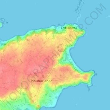 Topografische kaart Kervodin, hoogte, reliëf