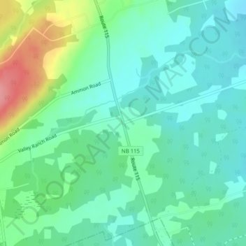 Topografische kaart Irishtown, hoogte, reliëf